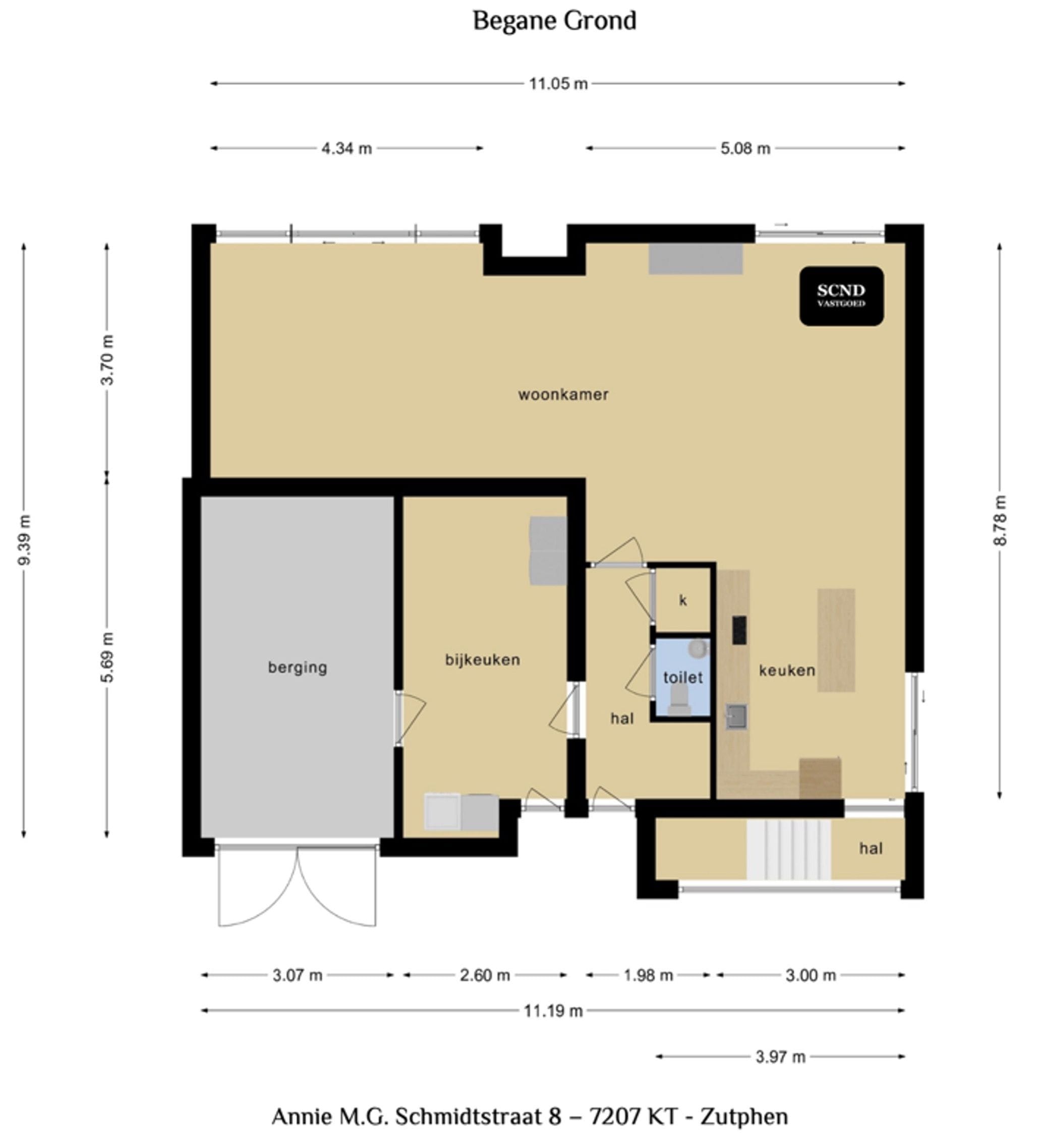 Plattegrond Begane Grond in moderne vrijstaande woning in wijk De Leesten in het mooie Zutphen.jpg